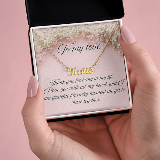 "To My Love" - Custom Name Necklace - Soft Pink Floral