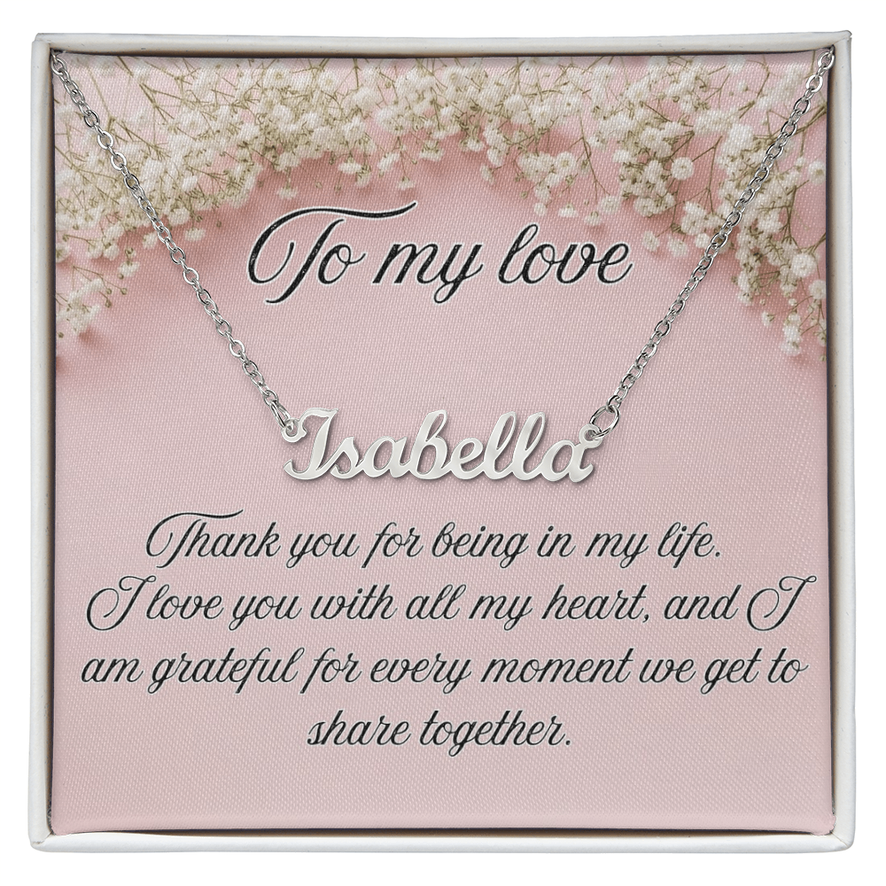 "To My Love" - Custom Name Necklace - Soft Pink Floral