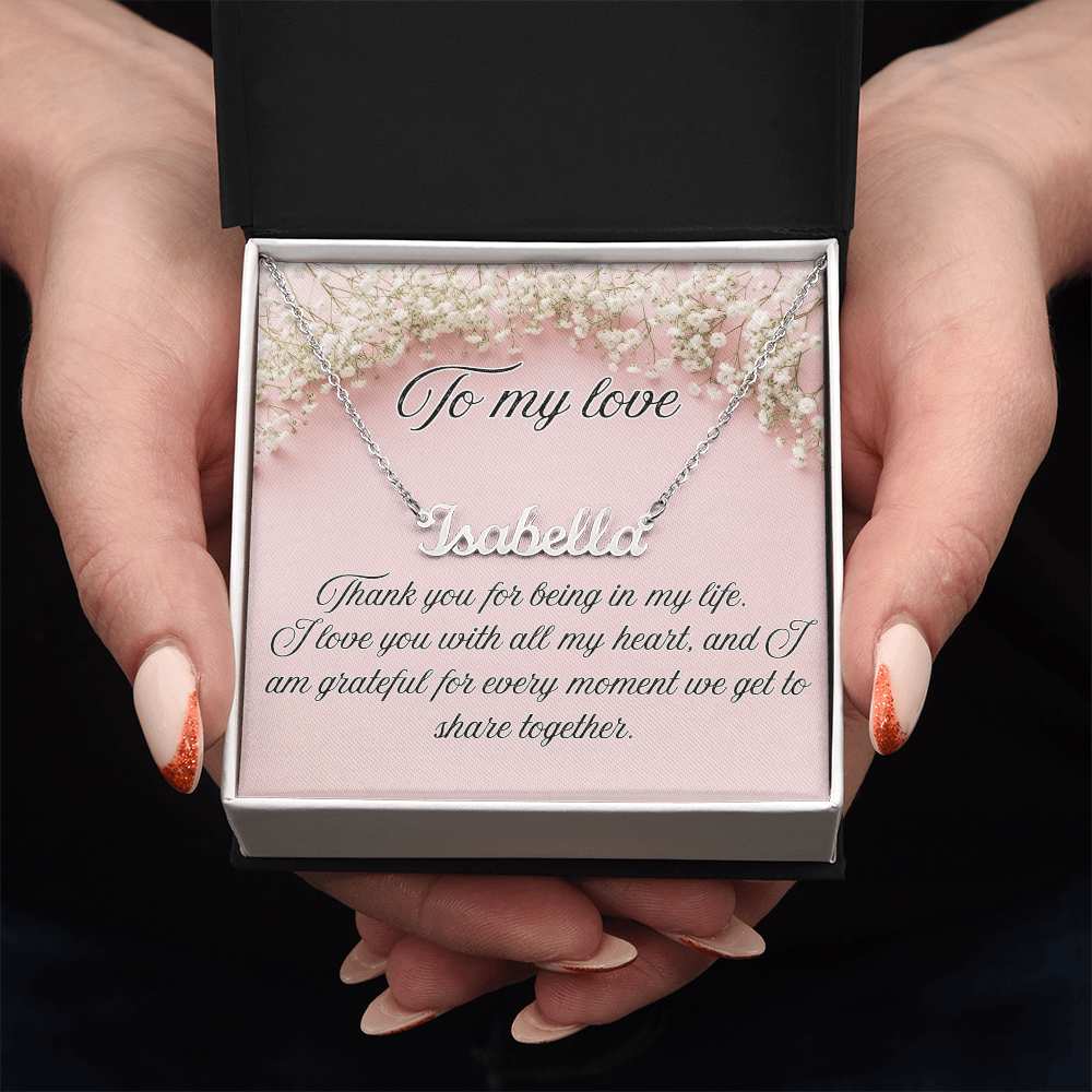"To My Love" - Custom Name Necklace - Soft Pink Floral