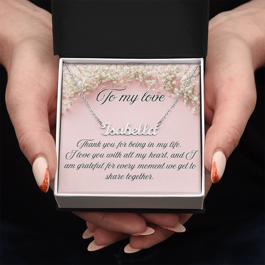 "To My Love" - Custom Name Necklace - Soft Pink Floral