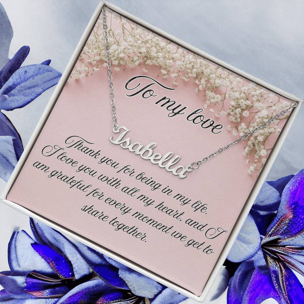 "To My Love" - Custom Name Necklace - Soft Pink Floral
