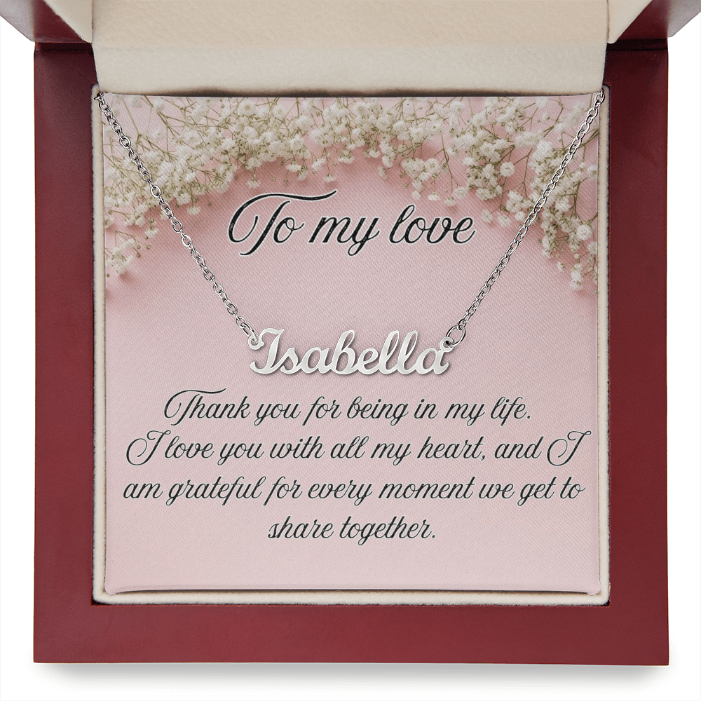 "To My Love" - Custom Name Necklace - Soft Pink Floral