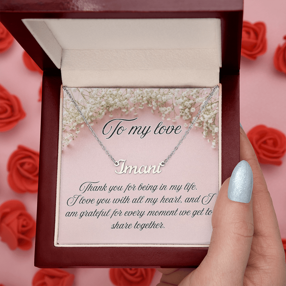 "To My Love" - Custom Name Necklace - Soft Pink Floral